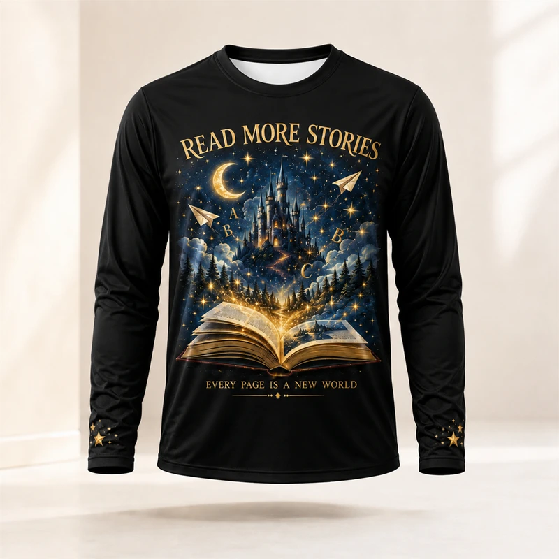 Books - Camiseta de manga comprida com estampa