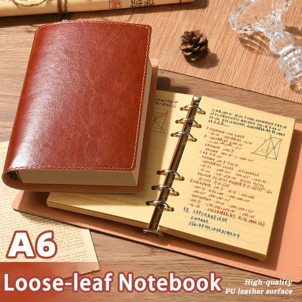 Vintage Leather Journal Notebook - Novo Caderno A5/A6 com Folhas Soltas