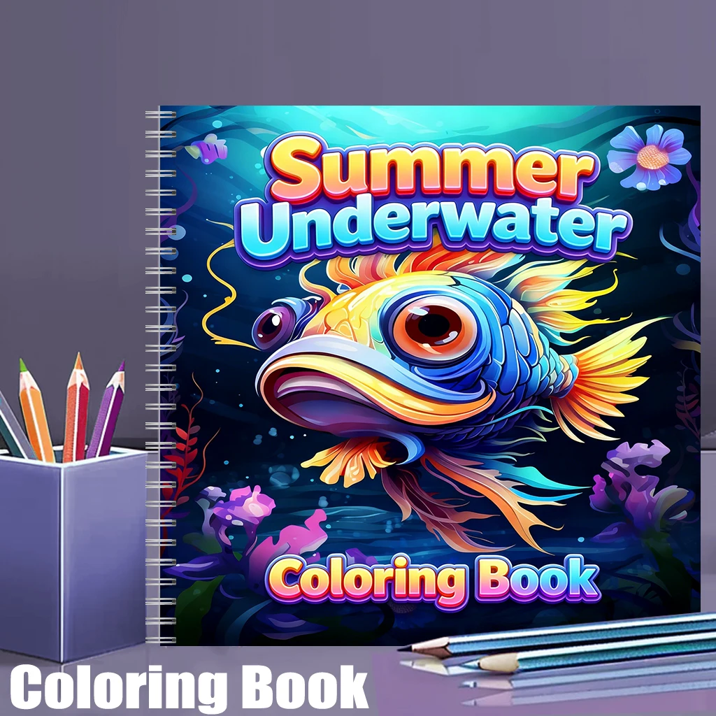 Adult Coloring Book Stress Relief - Livro de Colorir Subaquático de Verão