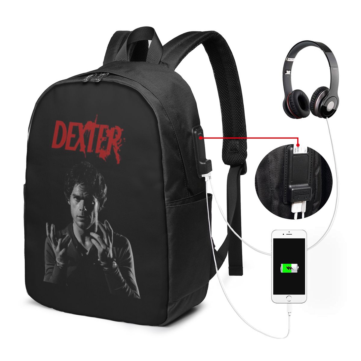Movies - Mochila Dexter Morgan para viagem, bolsa