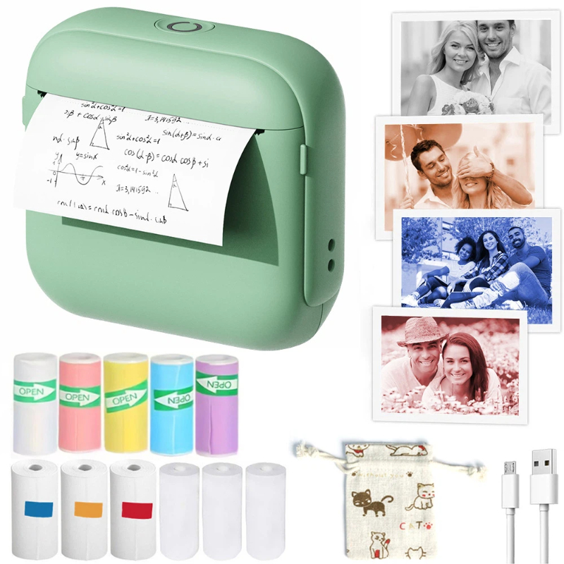 Mini Pocket Thermal Printer Paper Roll - Mini impressora térmica Bluetooth sem tinta