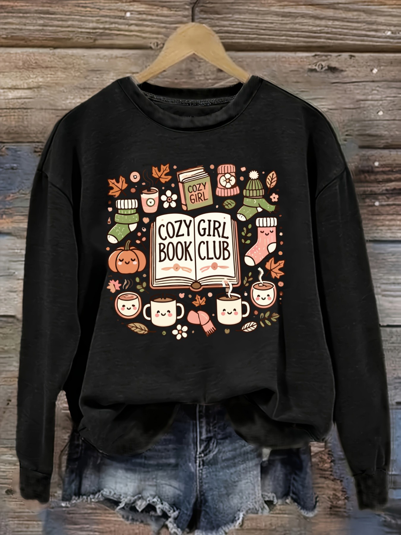 Books - Camiseta Feminina Casual de Manga Longa