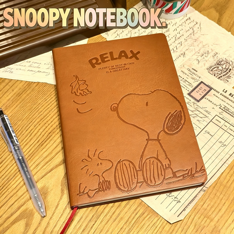 Vintage Leather Journal Notebook - Caderno de Couro A5 Vintage Snoopy