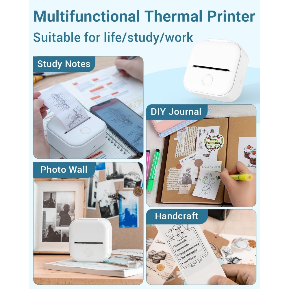Phomemo-T02 Impressora térmica - Mini Pocket Thermal Printer Paper Roll avaliação e preço